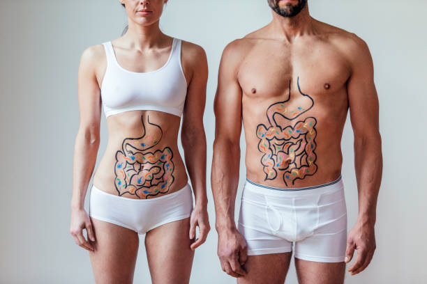 Man and woman considering digestive health